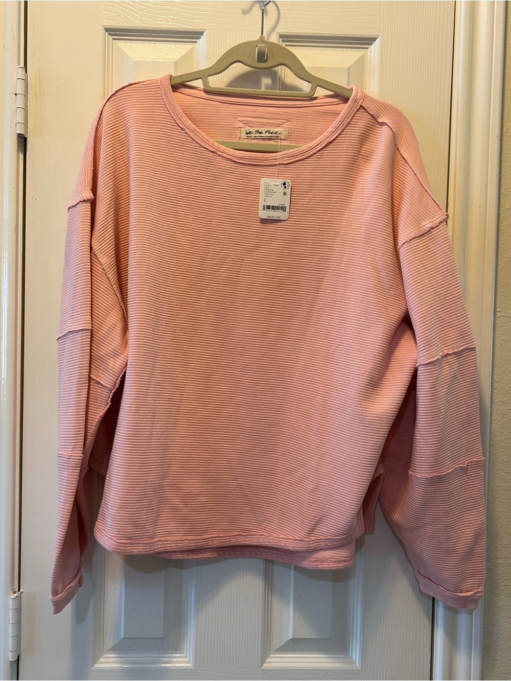 We The Free gorgeous ribbed pink sweater NWT